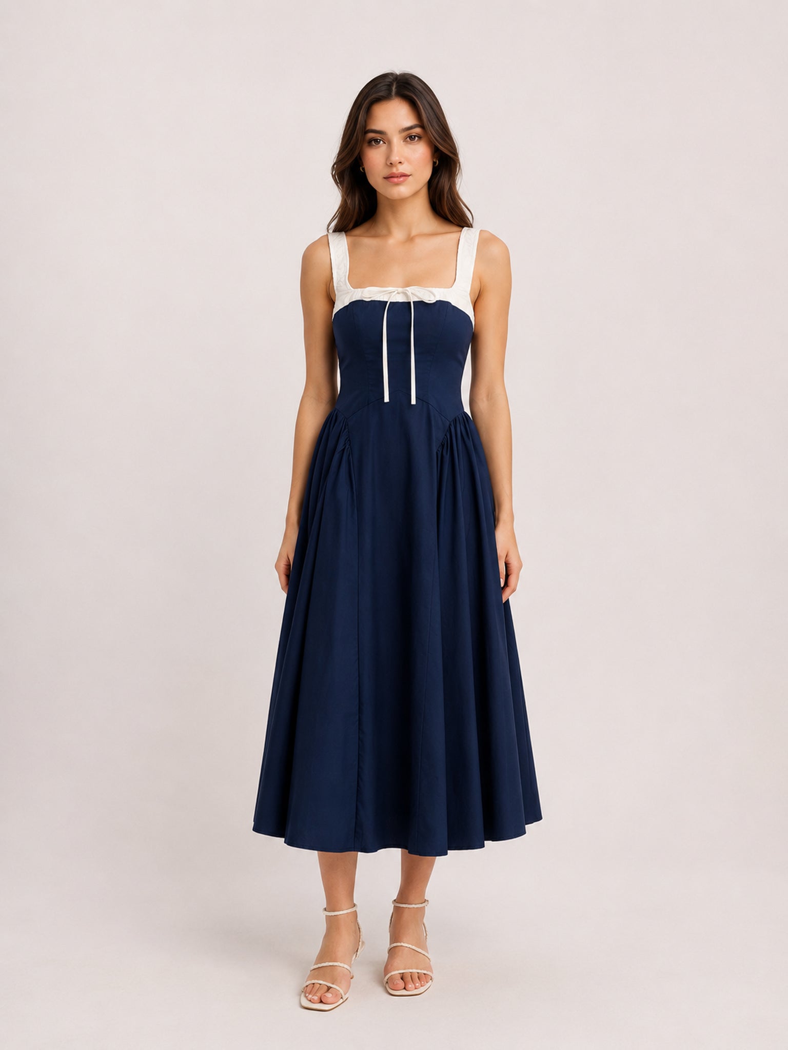 Colorblock Cotton Midi Dress