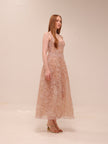 Pink Flower Lace Midi