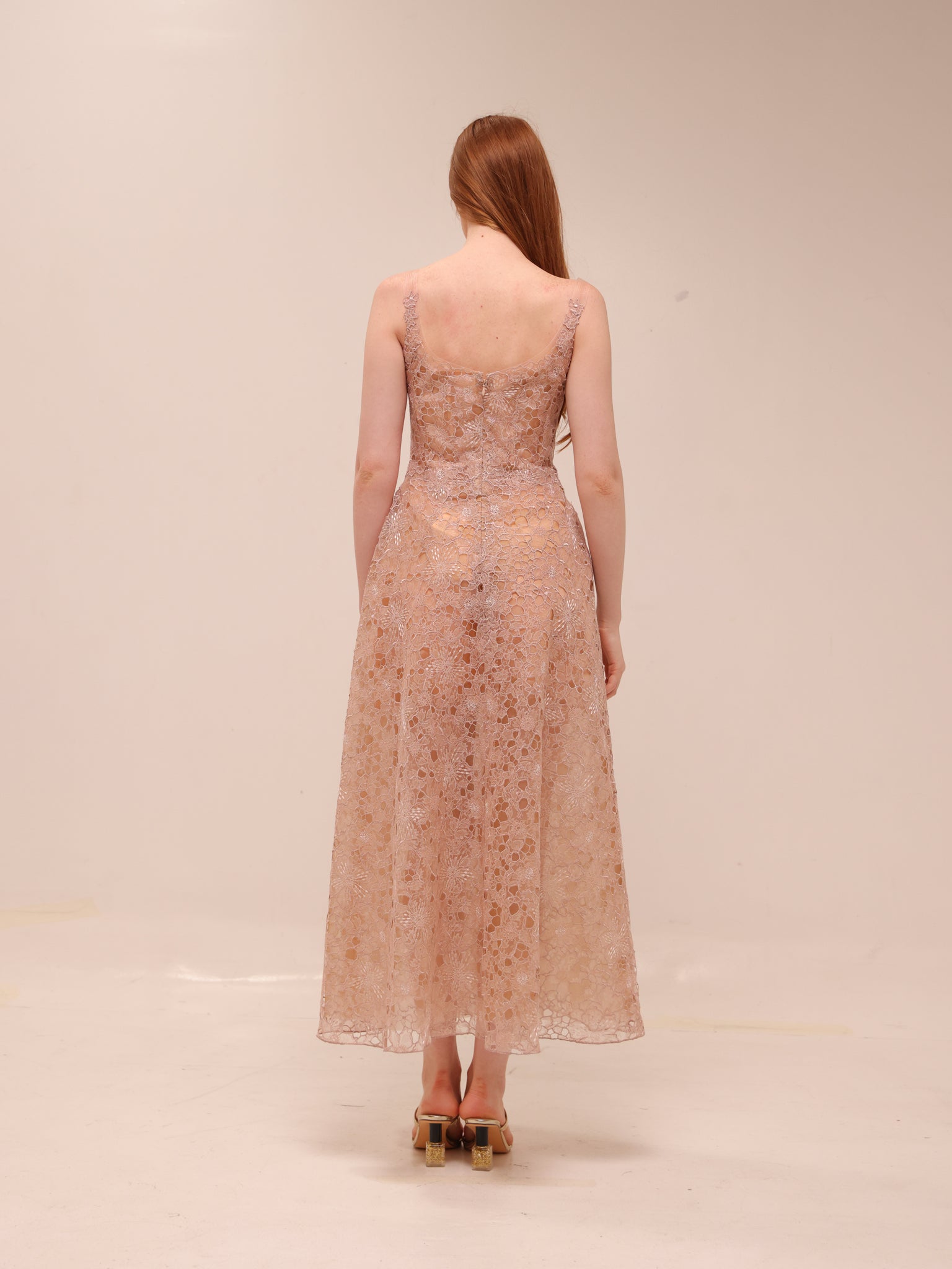 Pink Flower Lace Midi