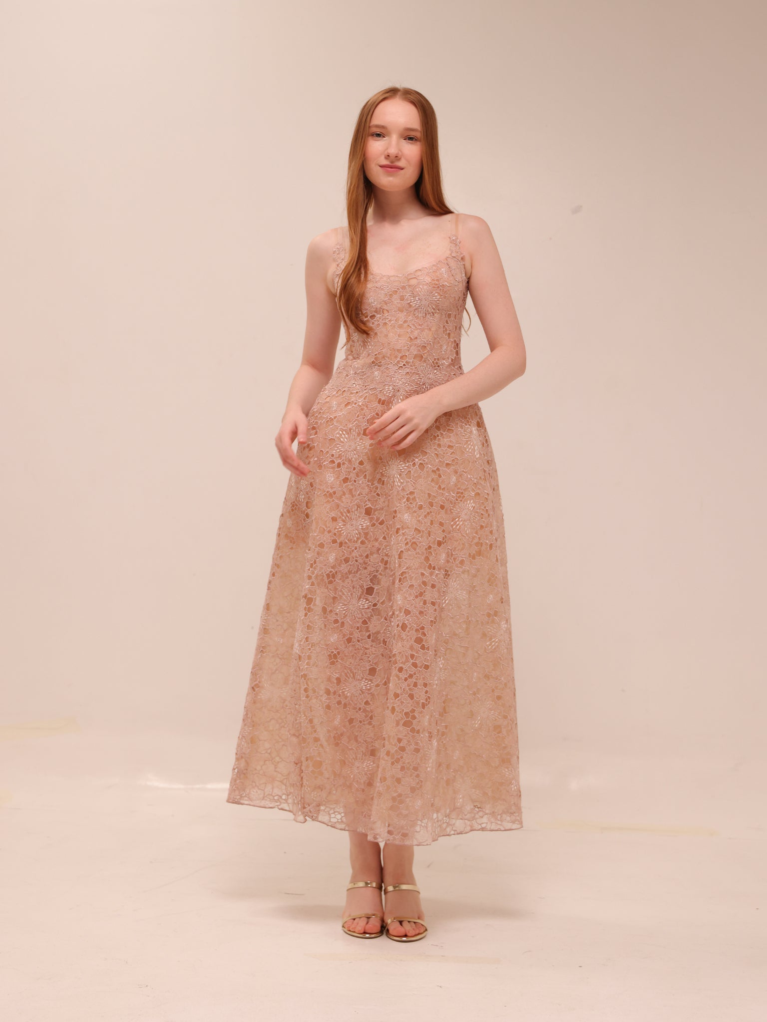 Pink Flower Lace Midi