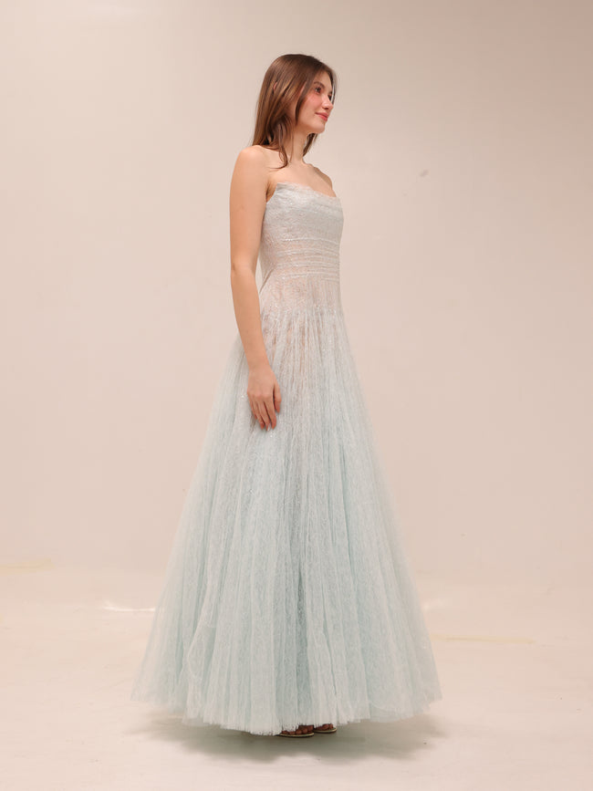 Blue Draped Maxi Dress