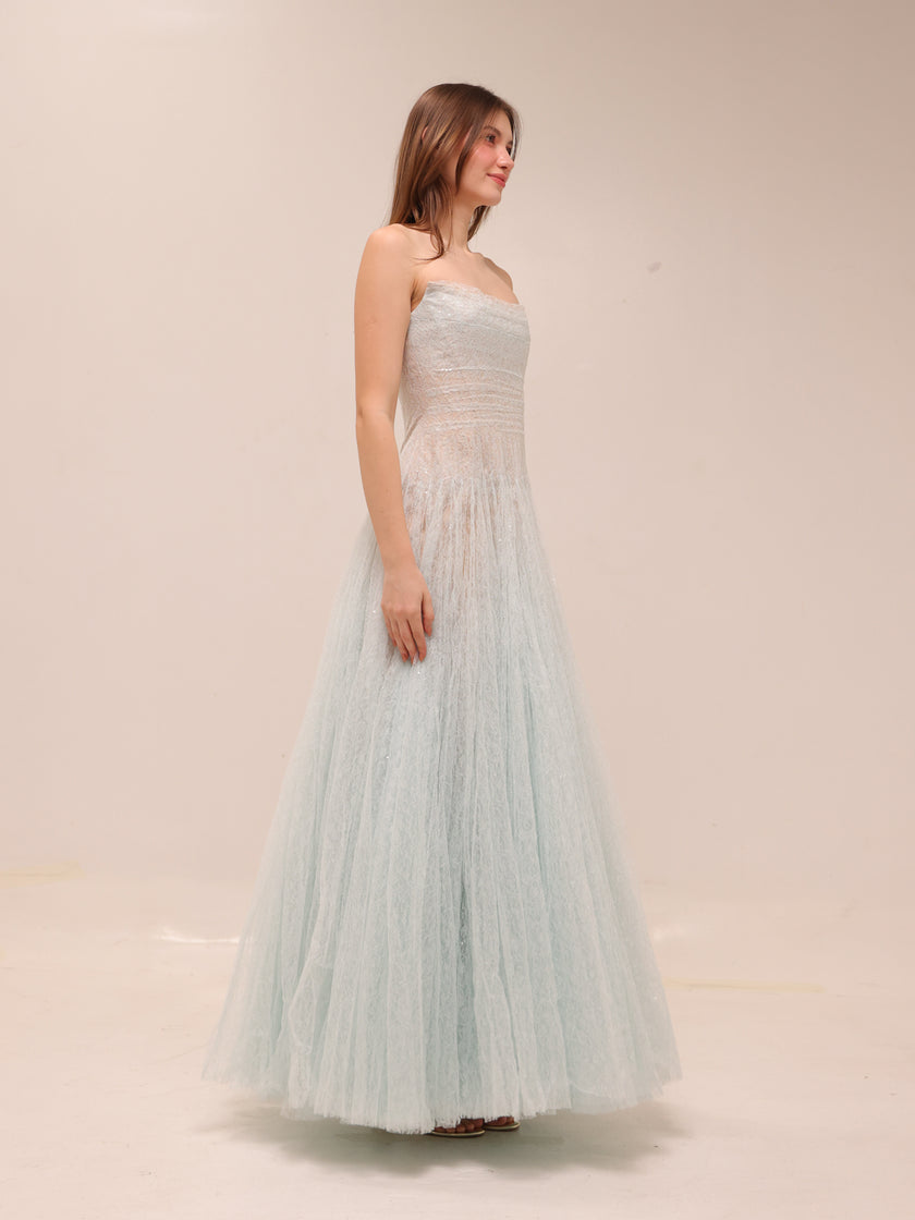 Blue Draped Maxi Dress
