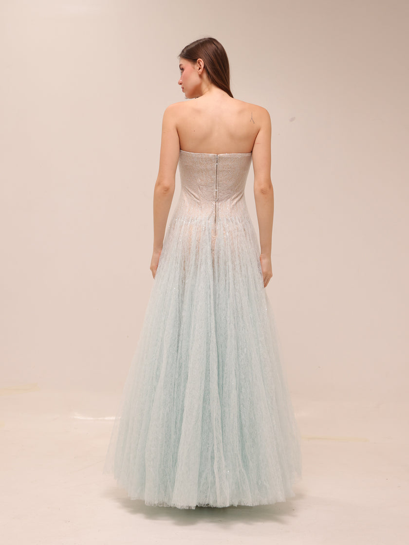 Blue Draped Maxi Dress