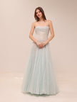 Blue Draped Maxi Dress