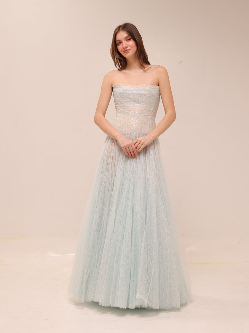 Blue Draped Maxi Dress