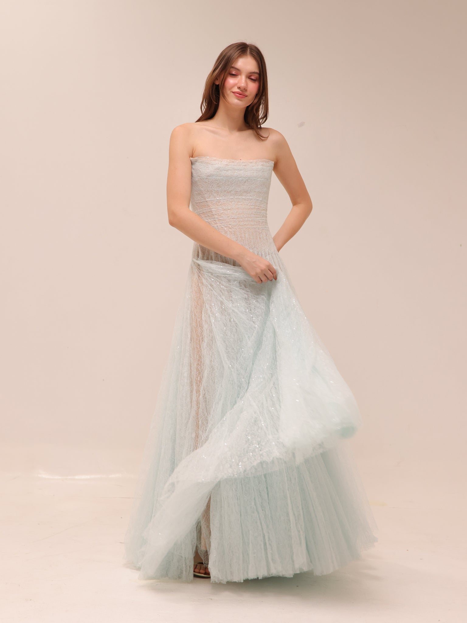Blue Draped Maxi Dress