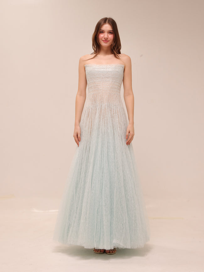 Blue Draped Maxi Dress