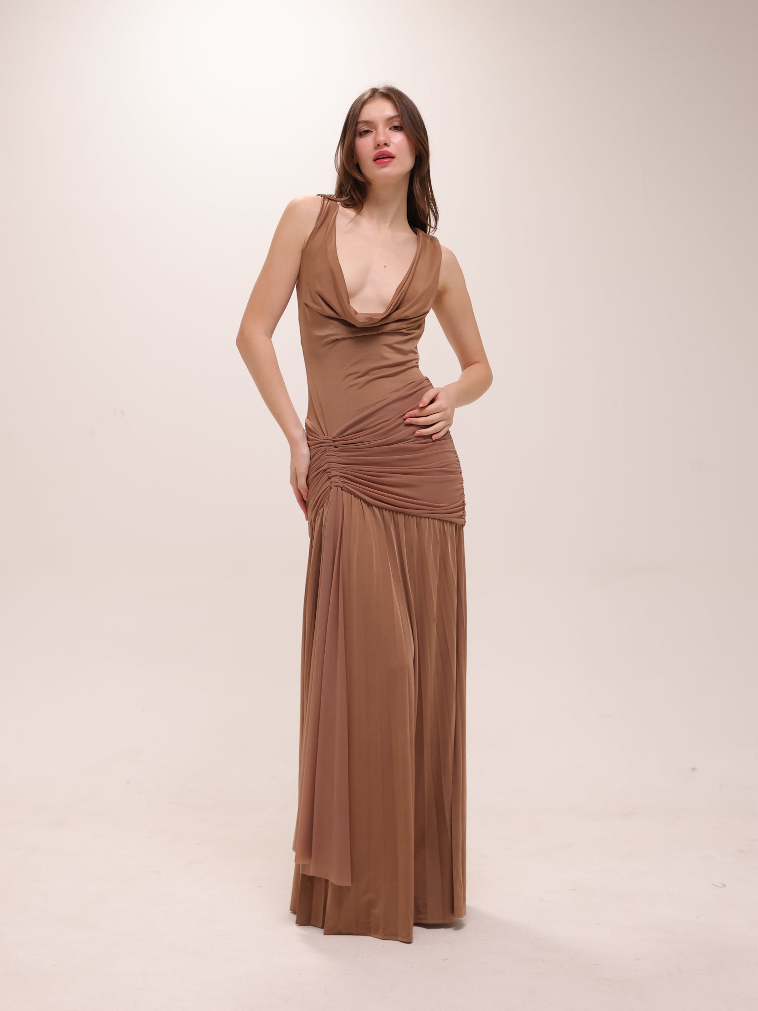 Dania Cowl Neck Slinky Maxi Dress
