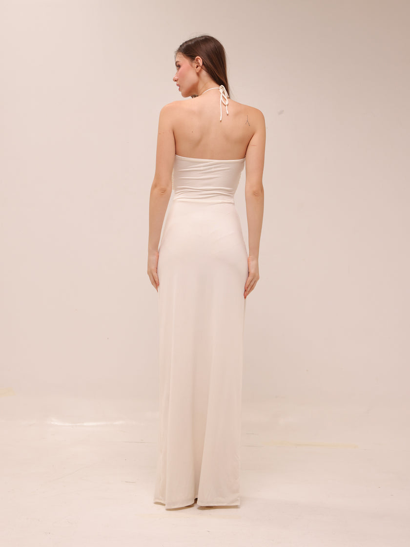 Quincy Halter Maxi Dress With Hardware - Ivory