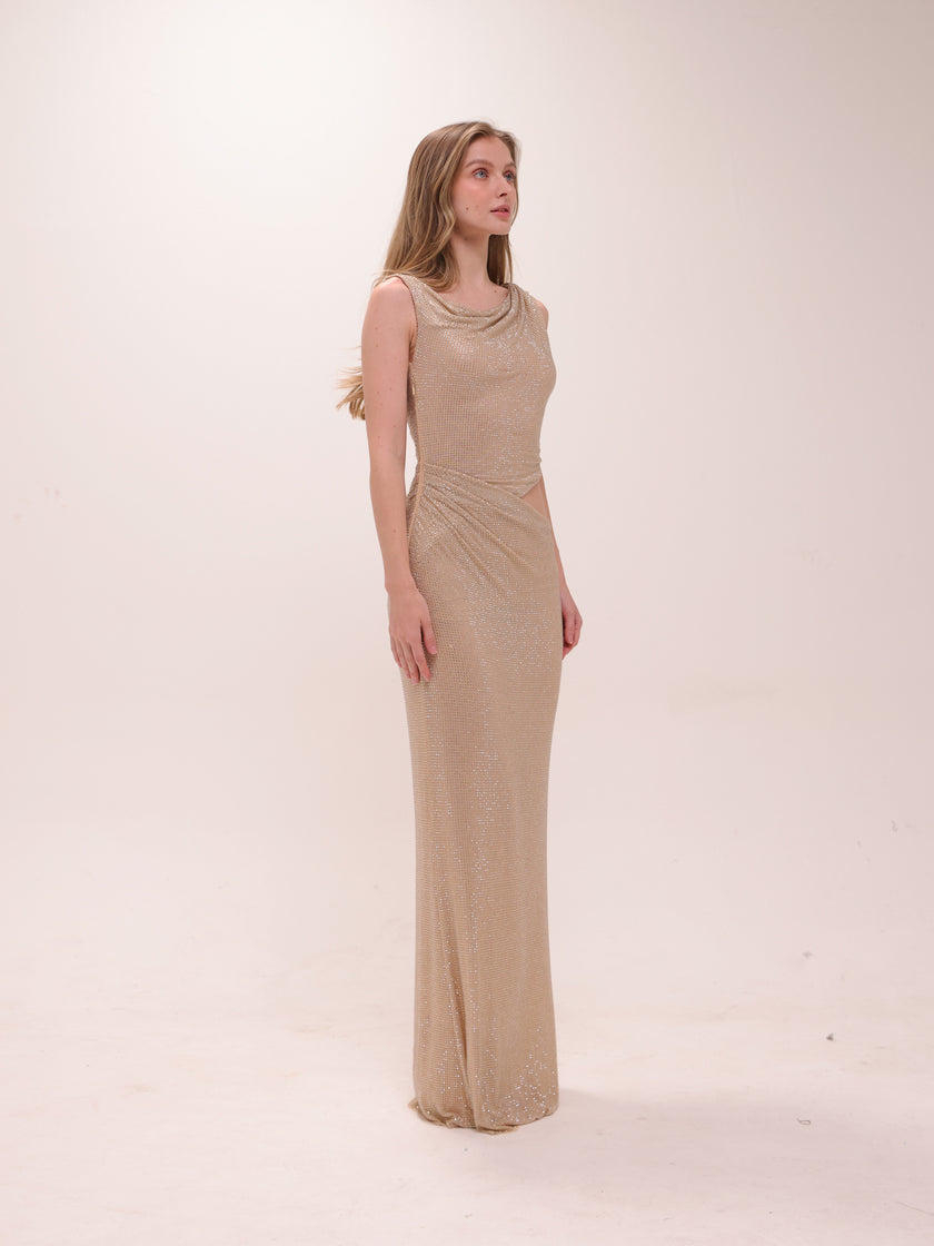Kenny Diamante One Shoulder Maxi Dress