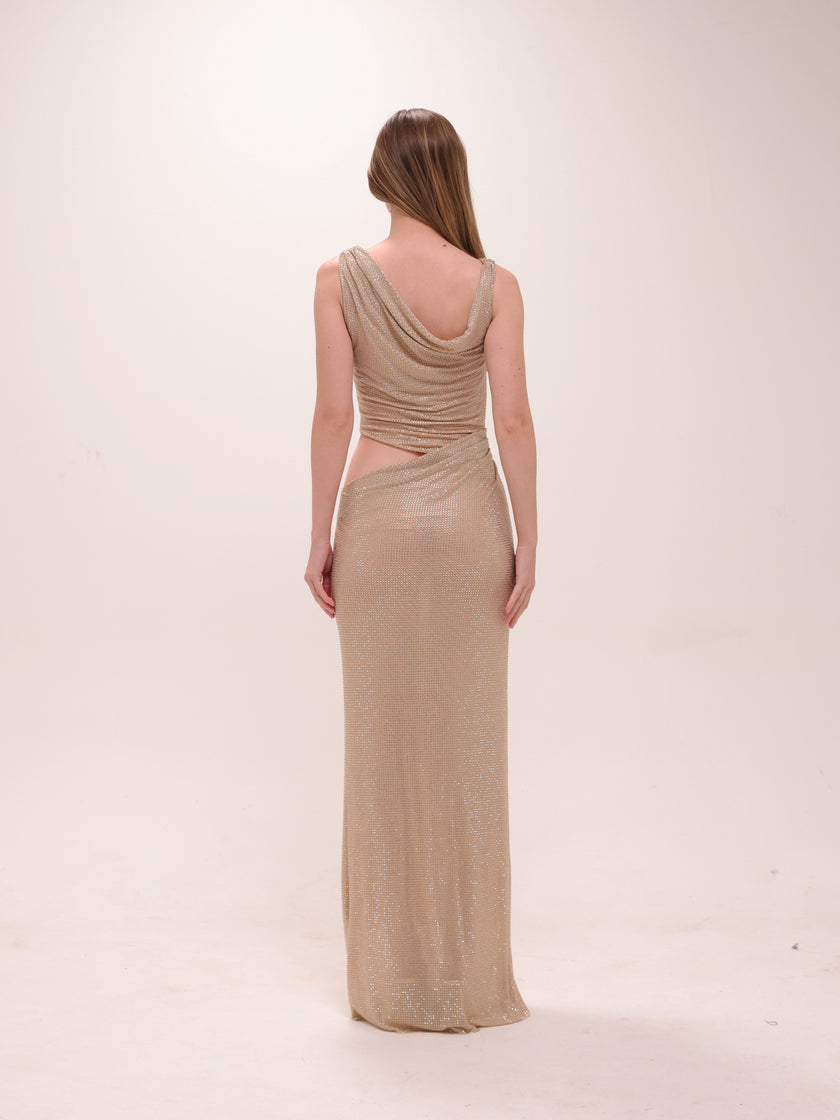Kenny Diamante One Shoulder Maxi Dress