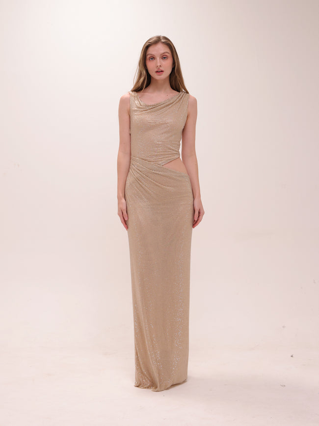 Kenny Diamante One Shoulder Maxi Dress
