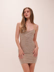 Jasmyn Hot Fix Mini Dress With Mesh Back - Nude