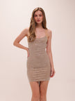 Jasmyn Hot Fix Mini Dress With Mesh Back - Nude