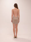 Jasmyn Hot Fix Mini Dress With Mesh Back - Nude