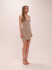 Jasmyn Hot Fix Mini Dress With Mesh Back - Nude