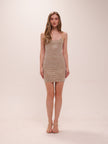 Jasmyn Hot Fix Mini Dress With Mesh Back - Nude