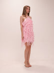 Marigold Ruffle Halter Mini Dress - Powder Pink
