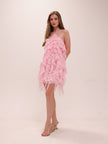 Marigold Ruffle Halter Mini Dress - Powder Pink