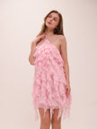 Marigold Ruffle Halter Mini Dress - Powder Pink