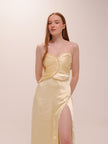 Larissa Satin Dress in Lemon