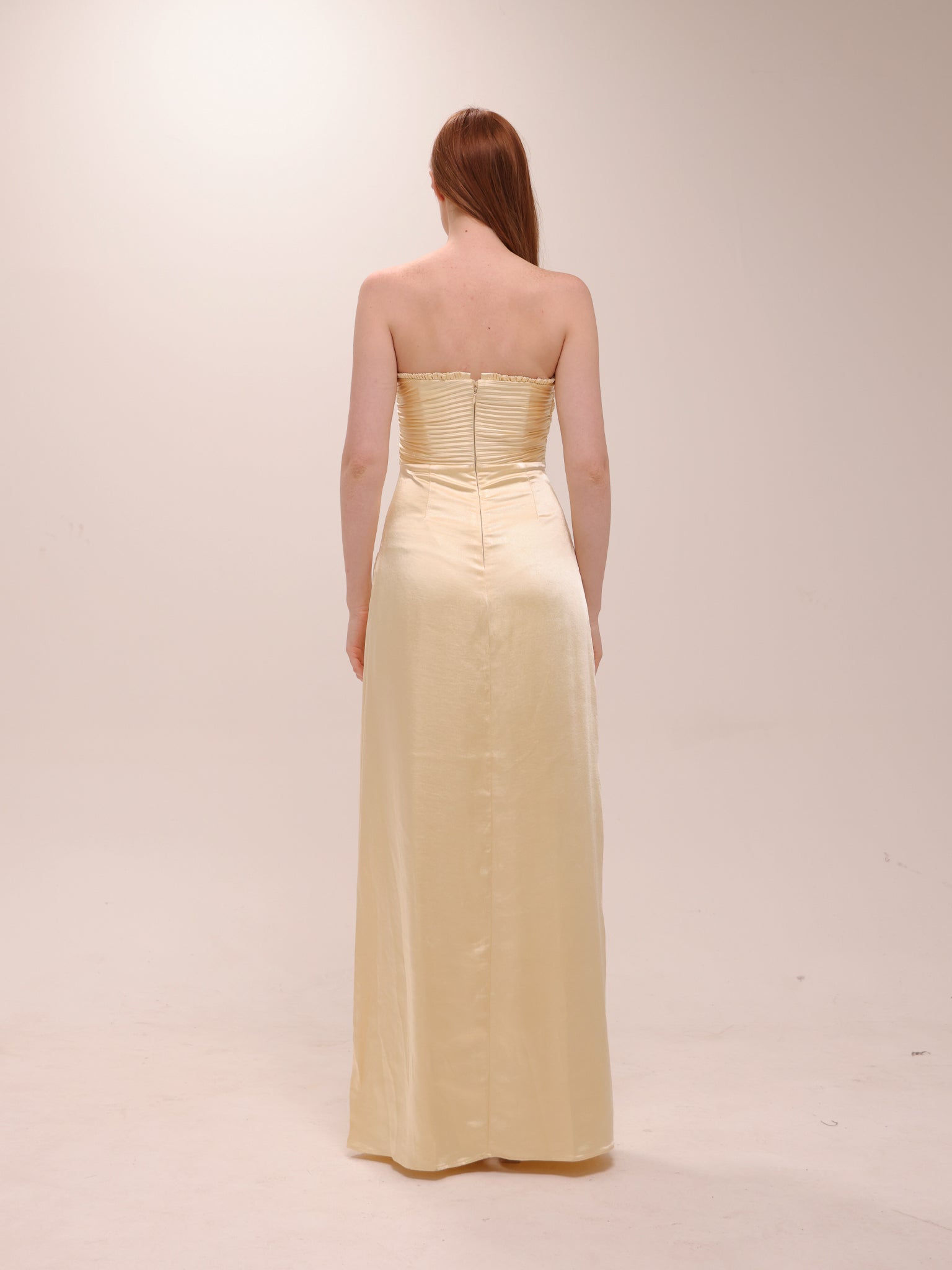 Larissa Satin Dress in Lemon