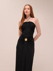 Quincy Halter Maxi Dress With Hardware - Black