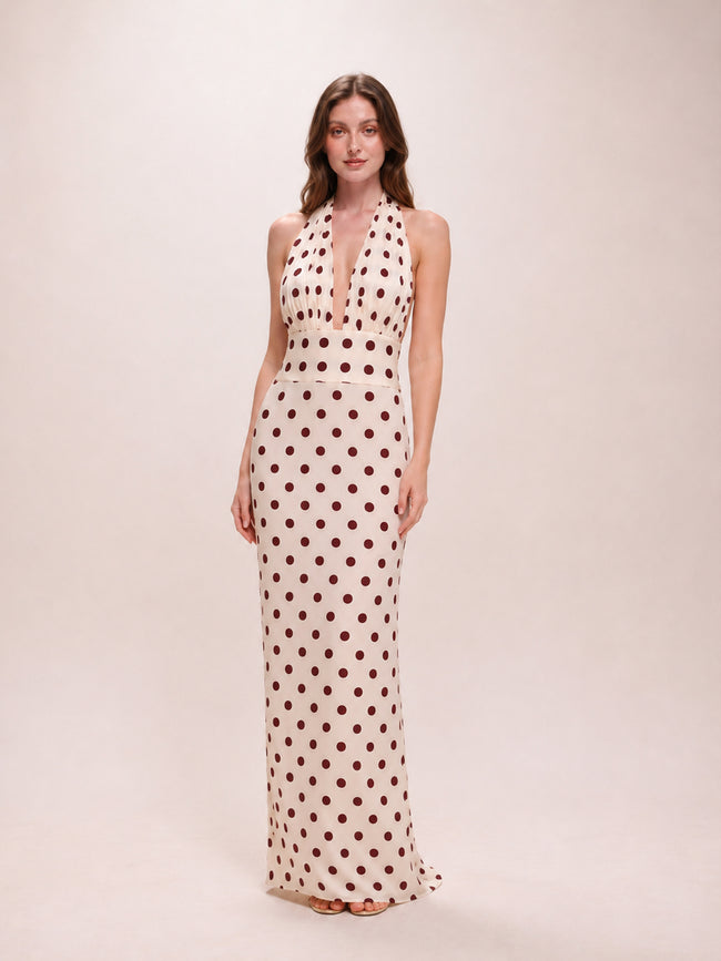 Nadia Halter Scarf Chiffon Maxi Dress