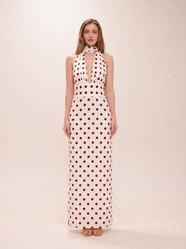 Nadia Halter Scarf Chiffon Maxi Dress