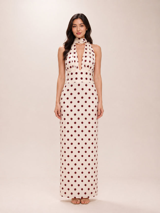 Nadia Halter Scarf Chiffon Maxi Dress