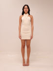 Christina Cross Over Mini Dress in Cream