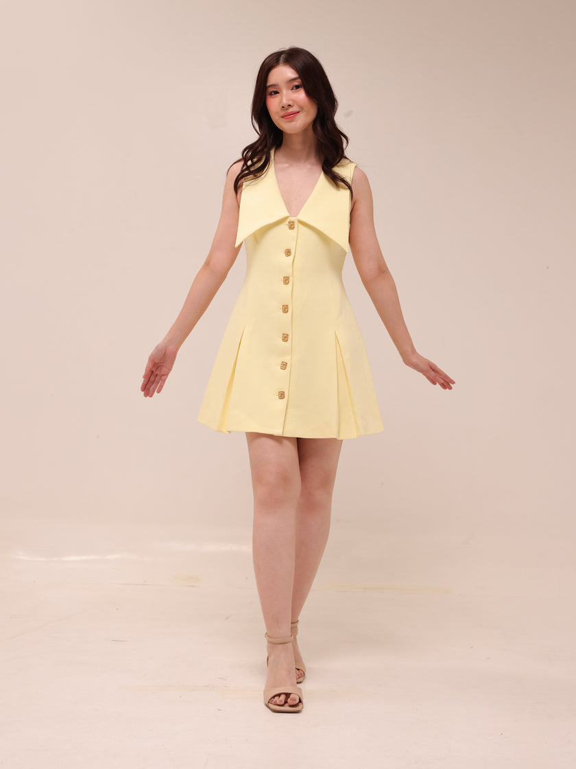 Oli Sleeveless Mini Dress in Lemon