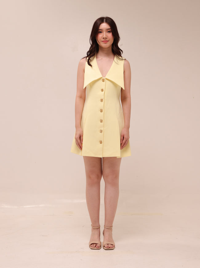 Oli Sleeveless Mini Dress in Lemon