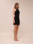 Christina Cross Over Mini Dress in Black