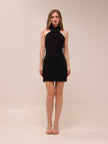 Christina Cross Over Mini Dress in Black