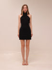Christina Cross Over Mini Dress in Black