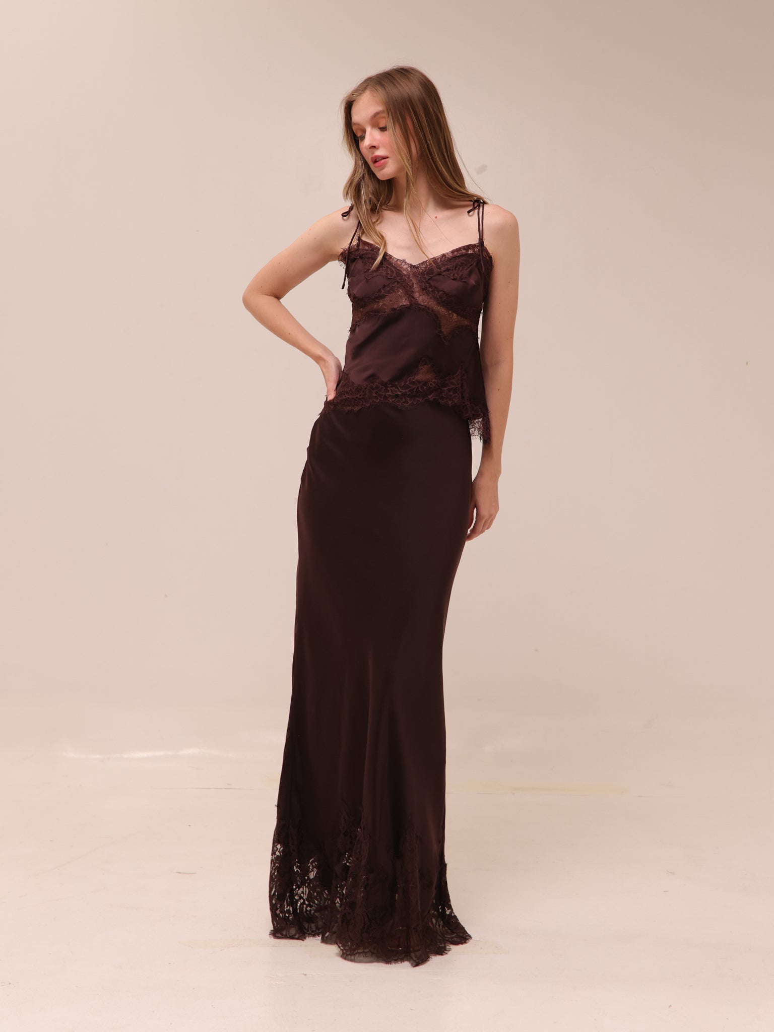 Nina Satin and Lace Camisole and Skirt