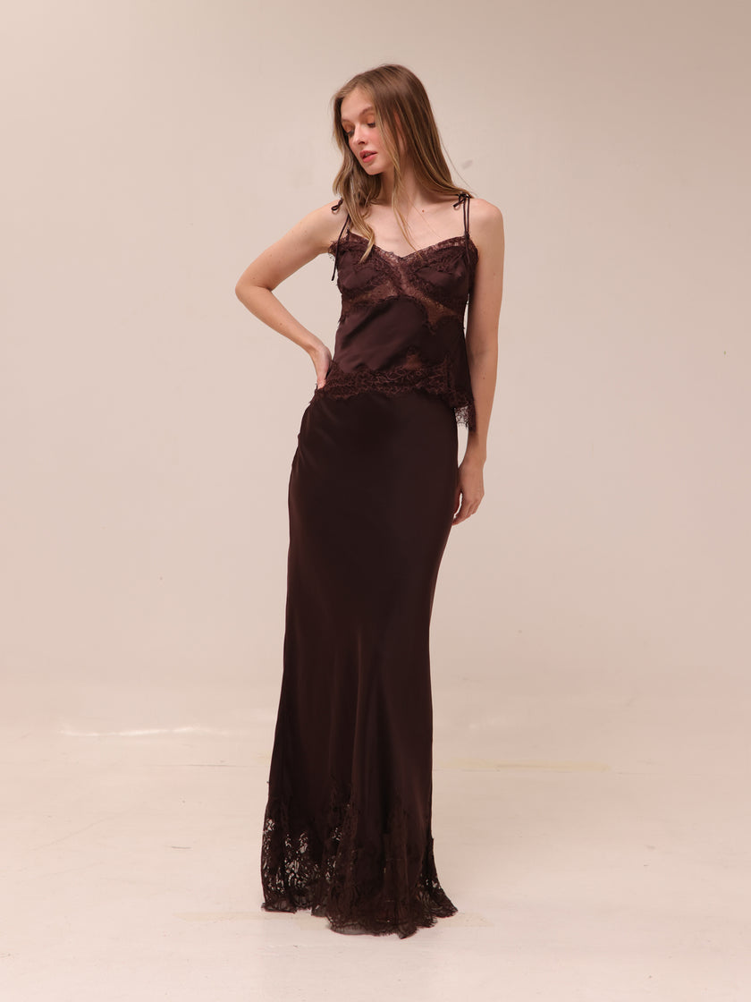 Nina Satin and Lace Camisole and Skirt