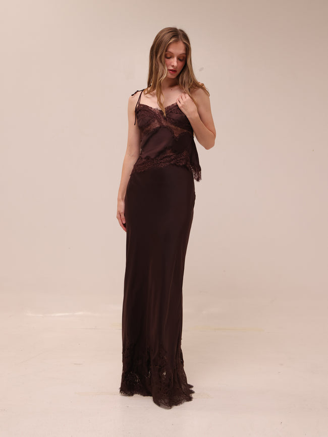 Nina Satin and Lace Camisole and Skirt