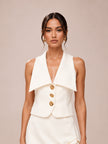 Alix Mixed Button Vest in Ivory