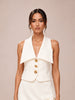 Alix Mixed Button Vest in Ivory