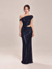 Kenny Diamante One Shoulder Maxi Dress in Navy