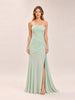 Monet Strapless Ruched Mesh Maxi Dress in Aqua Grey