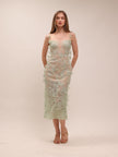 Mint Beaded Lace Pencil Dress