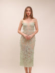 Mint Beaded Lace Pencil Dress