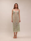 Mint Beaded Lace Pencil Dress