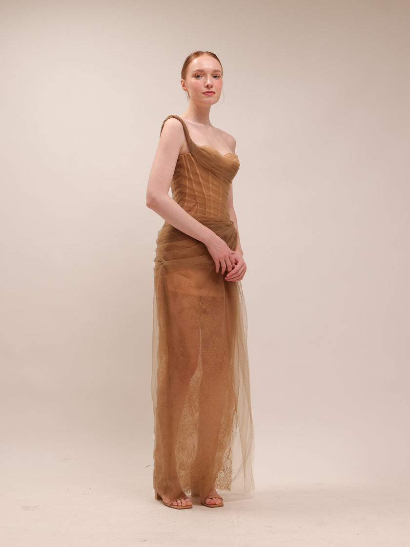 Mara Dress in Brown