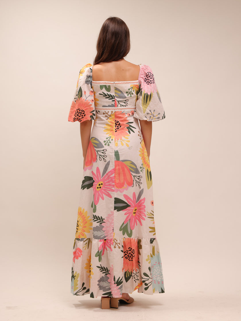 Boho Floral Print Maxi Dress