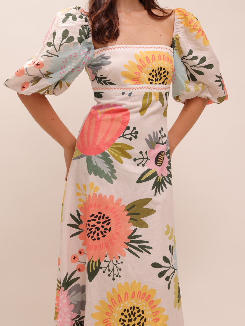 Boho Floral Print Maxi Dress