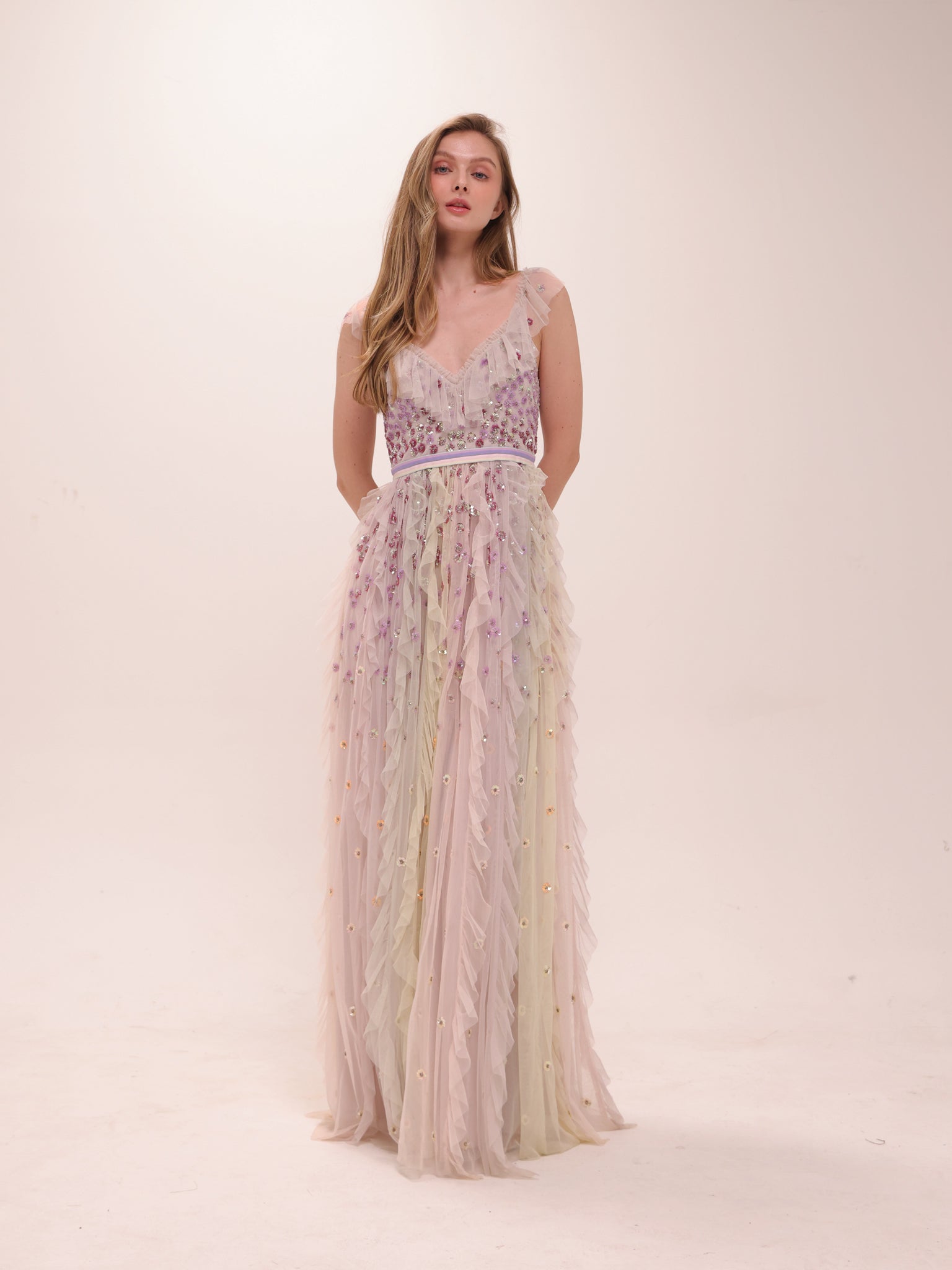 Rainbow Pastel Embellished Gown